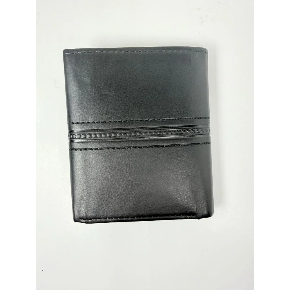 Levi's‎ RFID Blocking Trifold Wallet Black Coated Leather 31LP110071 ID Window